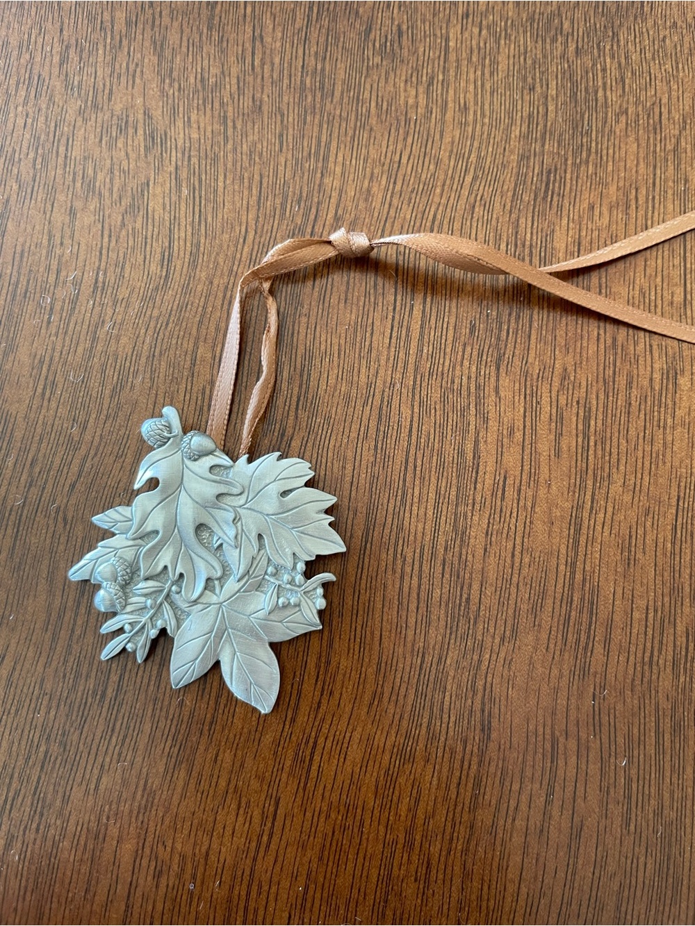 Longaberger Leaf Cluster Basket Tie On Satin Finish Pewter Fall Autumn